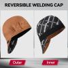 image:imageARCCAPTAIN Reversible Welding Cap with Elastic Retractable Band 8 Panel Protective Welders Cap 10 oz Fireproof Cotton Comforts for Safety and Protection While Welding to Men Women 7 14 CamoKhaki
