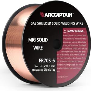 image:imageARCCAPTAIN Mig Welding Wire Mig Wire ER70S6 2Lbs Gas Solid Carbon Steel Low Splatter Mig Welding Wire Compatible With Lincoln Miller Forney Harbor Welder 1KG 0030 2Lb0035 2Lb