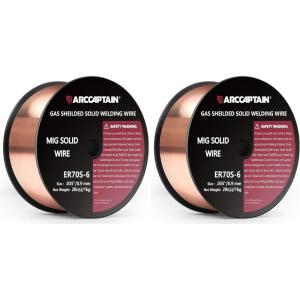 image:imageARCCAPTAIN Mig Welding Wire Mig Wire ER70S6 2Lbs Gas Solid Carbon Steel Low Splatter Mig Welding Wire Compatible With Lincoln Miller Forney Harbor Welder 1KG 0030 2Lb0035 2Lb Pack of 2