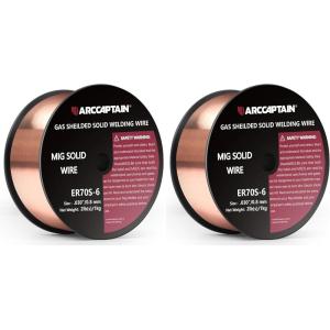 image:imageARCCAPTAIN Mig Welding Wire Mig Wire ER70S6 2Lbs Gas Solid Carbon Steel Low Splatter Mig Welding Wire Compatible With Lincoln Miller Forney Harbor Welder 1KG 0030 2Lb0030 2Lb Pack of 2
