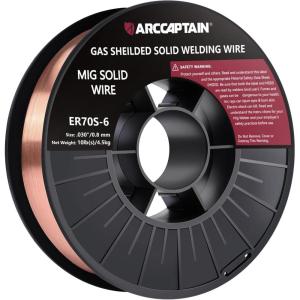 image:imageARCCAPTAIN Mig Welding Wire Mig Wire ER70S6 2Lbs Gas Solid Carbon Steel Low Splatter Mig Welding Wire Compatible With Lincoln Miller Forney Harbor Welder 1KG 0030 2Lb0030 10Lb