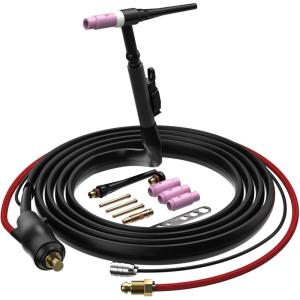 image:imageARCCAPTAIN TIG Torch with HighFrequency Ignition WP17 Aircooled Argon TIG Welding Torch with 3550mm Plug 13FT Air Hose Red and Cable HF Tig Torch 150amp for ARCCAPTAIN TIG200 and TIG200P