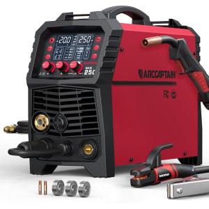 image:imageARCCAPTAIN 135A MIG Welder Large LED Display 110V Welder Flux Core MIG Lift TIG Stick 3 in 1 Welding Machine Gasless MIG Welder Machine 110V IGBT Inverter Welder with Synergy 2T4TMIG Welder 250A