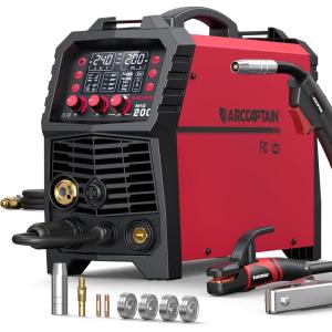 image:imageARCCAPTAIN 135A MIG Welder Large LED Display 110V Welder Flux Core MIG Lift TIG Stick 3 in 1 Welding Machine Gasless MIG Welder Machine 110V IGBT Inverter Welder with Synergy 2T4TMIG Welder 200A