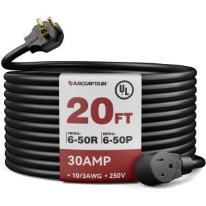 image:imageARCCAPTAIN 40Amp 40ft Welder Extension Cord 8 AWG UL Listed 250V NEMA 650 HeatResistant Welding Cord 3 Prong for MIGTIGMMA Welder Plasma Cutter10AWG
