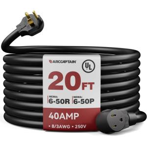 image:imageARCCAPTAIN 40Amp 40ft Welder Extension Cord 8 AWG UL Listed 250V NEMA 650 HeatResistant Welding Cord 3 Prong for MIGTIGMMA Welder Plasma Cutter8AWG