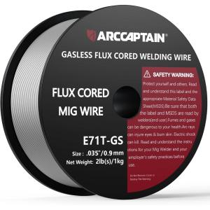 image:imageARCCAPTAIN Flux Core Welding Wire 030 amp 035 E71TGS Mig Welding Wire 2Pound Spool Gasless Mild Carbon Steel Compatible With Lincoln Miller Forney Harbor Welder0035