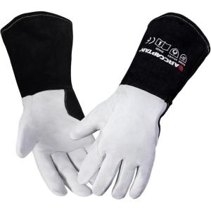 image:imageARCCAPTAIN Soft Goat Grain TIG Welding Gloves with High Dexterity 4Inch Extended Cuff Comfortable TIG Gloves with Reinforced Seams MediumMedium