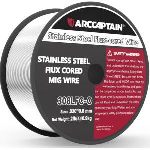 image:imageARCCAPTAIN Stainless Steel Flux Cored Wire E308LFCO 030Diameter MIG Welding Wire Stainless Steel Wire with Low Splatter Compatible With Lincoln Miller Forney Harbor MIG WelderE308LFCO Stainless Steel Flux Cored Wire