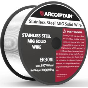 image:imageARCCAPTAIN Stainless Steel Flux Cored Wire E308LFCO 030Diameter MIG Welding Wire Stainless Steel Wire with Low Splatter Compatible With Lincoln Miller Forney Harbor MIG WelderER308L Stainless Steel MIG Solid Wire