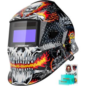 image:imageARCCAPTAIN Welding Helmet Auto Darkening 1111 True Color Welding Hood 4 Arc Sensor 125000s Response Time Solar Powered Weld Hood Helmet HSHS800 Skeleton KnightHSHS800 Skeleton Knight