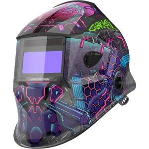 image:imageARCCAPTAIN Welding Helmet Auto Darkening 1111 True Color Welding Hood 4 Arc Sensor 125000s Response Time Solar Powered Weld Hood Helmet HSHS800 Skeleton KnightHSHS800 Cyberpunk