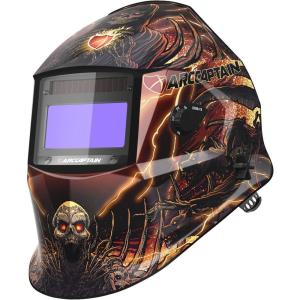 image:imageARCCAPTAIN Welding Helmet Auto Darkening 1111 True Color Welding Hood 4 Arc Sensor 125000s Response Time Solar Powered Weld Hood Helmet HSHS800 Skeleton KnightHSHS800Death Skeleton