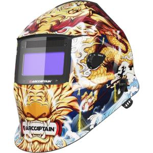 image:imageARCCAPTAIN Welding Helmet Auto Darkening 1111 True Color Welding Hood 4 Arc Sensor 125000s Response Time Solar Powered Weld Hood Helmet HSHS800 Skeleton KnightHSHS800Dragon