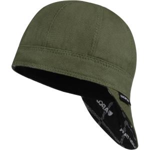 image:imageARCCAPTAIN Reversible Welding Cap 8 Panel Protective Welders Cap 10 oz Fireproof Cotton Comforts for Safety and Protection While Welding to Men Women Black 6 78Olive Green