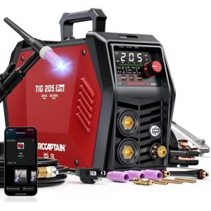 image:imageARCCAPTAIN iControl TIG 205P Pro Welder With APP Control 5 In 1 DCPulseLiftSpot TIG amp Stick Dual Voltage 120V240V TIG Welding Machine With Large LED Display 2T4T Smart Fan Safety ProtectionTIG205 Pro