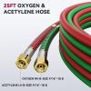 image:imageARCCAPTAIN Grade T Oxygen Acetylene Hose 14 x 25 FT with 91618 B Fittings and Spring Guards Welding Torch Hose for Oxy Acetylene Flame Welding and Cutting25FT