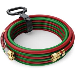 image:imageARCCAPTAIN Grade T Oxygen Acetylene Hose 14 x 25 FT with 91618 B Fittings and Spring Guards Welding Torch Hose for Oxy Acetylene Flame Welding and Cutting25FT