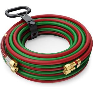 image:imageARCCAPTAIN Grade T Oxygen Acetylene Hose 14 x 25 FT with 91618 B Fittings and Spring Guards Welding Torch Hose for Oxy Acetylene Flame Welding and Cutting50FT