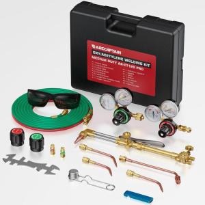 image:imageARCCAPTAIN Oxy Acetylene Torch Kit with Check Valves Medium Duty Gas Welding Cutting Torch Kit with Hose Regulator Gauges Cutting Tip 3 Welding Tips and Storage Case