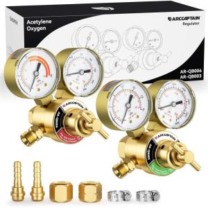 image:imageARCCAPTAIN Small Oxygen Acetylene Regulator Set CGA540 amp CGA200 Compatible for 91618 BSize and 14 Hose