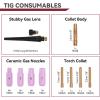image:imageARCCAPTAIN 49 Pcs TIG Welding Torch Accessories kit Alumina Nozzle Collets Body Stubby Gas Lens 10 Glass Cup Kit for WP171826Black11 PCS
