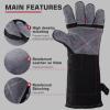 image:imageARCCAPTAIN Leather Forge Welding Gloves HeatFire Resistant 16 inches Gloves for StickMigTigForgeBBQGrillFireplaceWood StoveFurnaceOvenPotBlackgrey