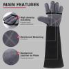 image:imageARCCAPTAIN Leather Forge Welding Gloves HeatFire Resistant 16 inches Gloves for StickMigTigForgeBBQGrillFireplaceWood StoveFurnaceOvenPotBlackgrey