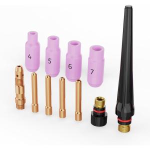 image:imageARCCAPTAIN 49 Pcs TIG Welding Torch Accessories kit Alumina Nozzle Collets Body Stubby Gas Lens 10 Glass Cup Kit for WP171826Black11 PCS