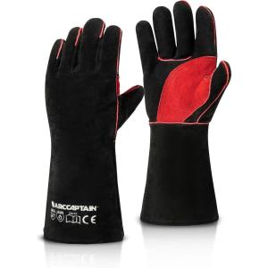 image:imageARCCAPTAIN Leather Forge Welding Gloves HeatFire Resistant 16 inches Gloves for StickMigTigForgeBBQGrillFireplaceWood StoveFurnaceOvenPotBlack