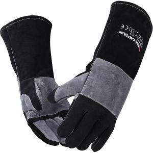 image:imageARCCAPTAIN Leather Forge Welding Gloves HeatFire Resistant 16 inches Gloves for StickMigTigForgeBBQGrillFireplaceWood StoveFurnaceOvenPotBlackgrey