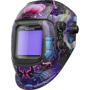 image:imageARCCAPTAIN Welding Helmet Auto Darkening 394X366 Large Viewing Screen True Color Welding Hood with 4 Arc Sensor Solar Powered Wide Shade 4559913 for ARC TIG MIG Welding Helmets for MenHSHG999PB