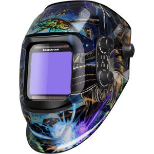 image:imageARCCAPTAIN Welding Helmet Auto Darkening 394X366 Large Viewing Screen True Color Welding Hood with 4 Arc Sensor Solar Powered Wide Shade 4559913 for ARC TIG MIG Welding Helmets for MenHSHG999Godzilla