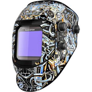 image:imageARCCAPTAIN Welding Helmet Auto Darkening 394X366 Large Viewing Screen True Color Welding Hood with 4 Arc Sensor Solar Powered Wide Shade 4559913 for ARC TIG MIG Welding Helmets for MenHSHG999Skeleton