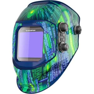 image:imageARCCAPTAIN Welding Helmet Auto Darkening 394X366 Large Viewing Screen True Color Welding Hood with 4 Arc Sensor Solar Powered Wide Shade 4559913 for ARC TIG MIG Welding Helmets for MenHSHG999Cyber