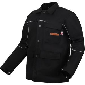 image:imageARCCAPTAIN Welding Jacket 11oz Flame Resistant FR Cotton Welding Jackets for Men and WomenBlack