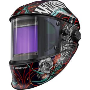 image:imageARCCAPTAIN Auto Darkening Welding Helmet with Side View 180 Panoramic View 1111 True Color Large Viewing Welding Hood with 4 Arc Sensor Solar Powered Wide Shade 459913 for TIG MIG ARC CutLY800JsBR