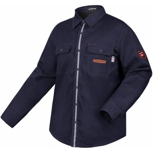 image:imageARCCAPTAIN FR Shirts for Men 95oz Flame Resistant 100 Cotton Welding Shirts with Reflective Strips Vented Mesh BackNavy Blue