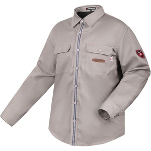 image:imageARCCAPTAIN FR Shirts for Men 95oz NFPA2112 Flame Resistant Welding Shirts 100 Cotton with Reflective Strips Vented BackGrey
