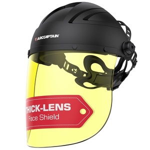 image:imageARCCAPTAIN AntiFog Face Shield for Grinding and Cutting Full Face Mask  Impact Resistant Polycarbonate Adjustable Ratcheting Headgear ANSI Z871 Certified for Grinding Cutting Industrial UseBlue Light  Antifog Model